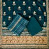 Teal Blue Chanderi Handwork Suit Set