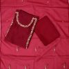 Red Chanderi Handwork Suit Set