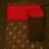 Mehndi Green & Red Bandhani Cotton Suit Set