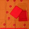 Orange & Red Cotton Silk Suit Set