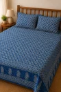Indigo Dabu Ball Hand Block Print Bedsheet with Pillow Covers