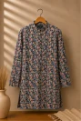 Black Leaf Kalamkari Block-Print Kurta