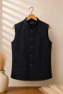 Men Solid Black Nehru Jacket