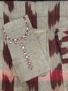Grey & Maroon Handloom Mirror & Hand work Suit Piece