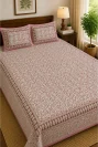 Pink Designer Handblock Printed Bedsheet with Pillow Covers