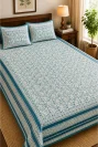 Floral Handblock Printed Bedsheet with Pillow Covers