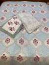 White & Blue Mughal Butta Handblock Print Queen Size Bedsheet