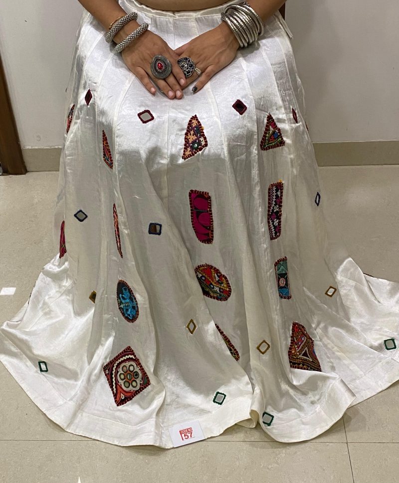 Gaji Silk Chaniya with Patch and Mirror Work