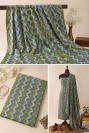 Green Blue Geometric Handblock Print