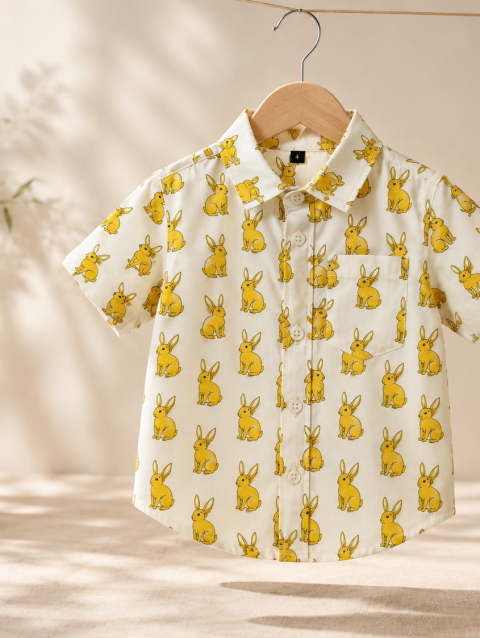 Rabbit Printed Kids Cotton Shirt