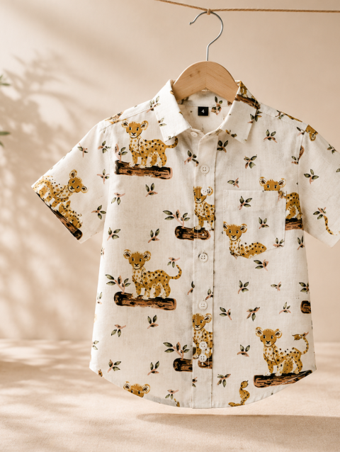 Jungle Print Kids Cotton Shirt