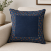 Blue Gaji Flower Handblock Print Cushion Cover with Traditional Floral Design | Sanskruti by Sanjay Desai