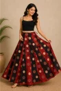 Black Red Multi Printed Cotton Skirt