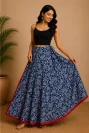 Indigo Handblock Printed Cotton Skirt