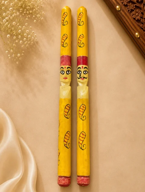 Handpainted  Dandiya Stick Pair with Puppet