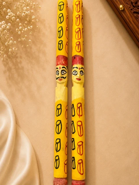 Handpainted  Tabla Dandiya Stick Pair with Puppet