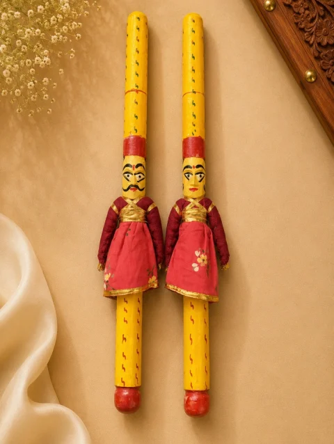 Raja Rani Pink Puppet Dandiya Stick Pair