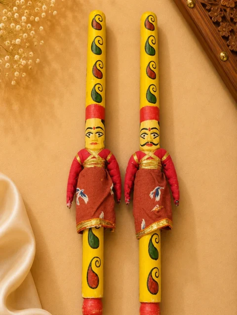 Raja Rani Maroon Puppet Dandiya Stick Pair