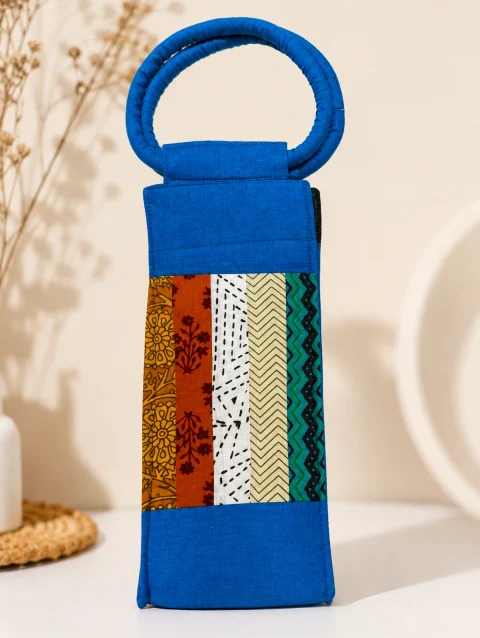 Blue Water Bottle Holder Bag